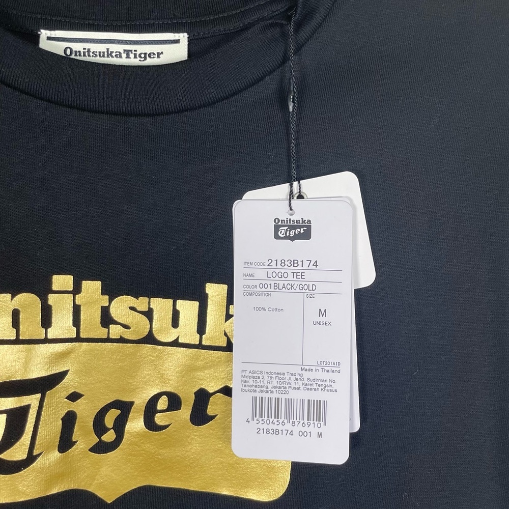 Onitsuka Tiger Black Gold Logo Tee Shirt M NWT Japanese Streetwear - Picture 4 of 6